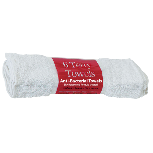 Anti-Bacterial Terry Towels 6-Pack (Made in USA)